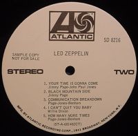 Led Zeppelin I test pressing stereo CT